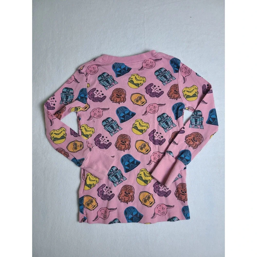 Spotted Zebra Star Wars Pajama Top Kids XS/5 Pink Character Print Long Sleeve